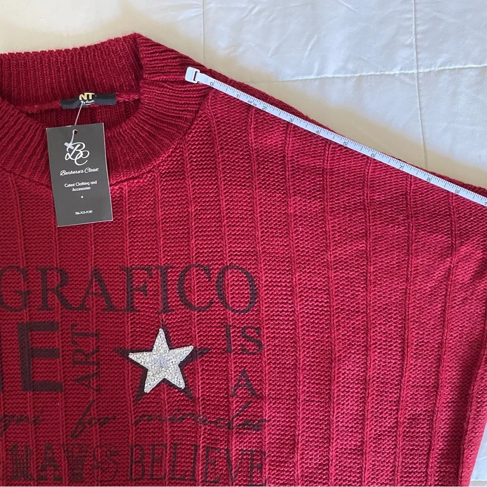 Barbara’s Closet Red Graphic Knit Sweater – Made in Italy